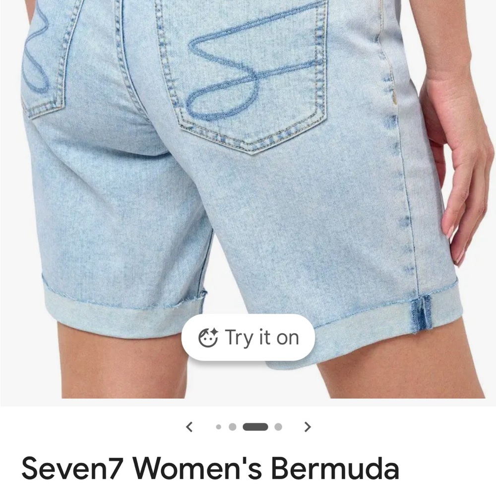 Seven7 Light Wash ( Lynx) Denim Mid-Rise Women’s Shorts - Picture 4 of 15